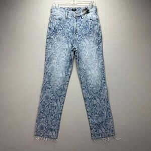 Express Rigid Jeans Womens 6L Blue Denim Pants Pattern Floral‎ Modern Straight